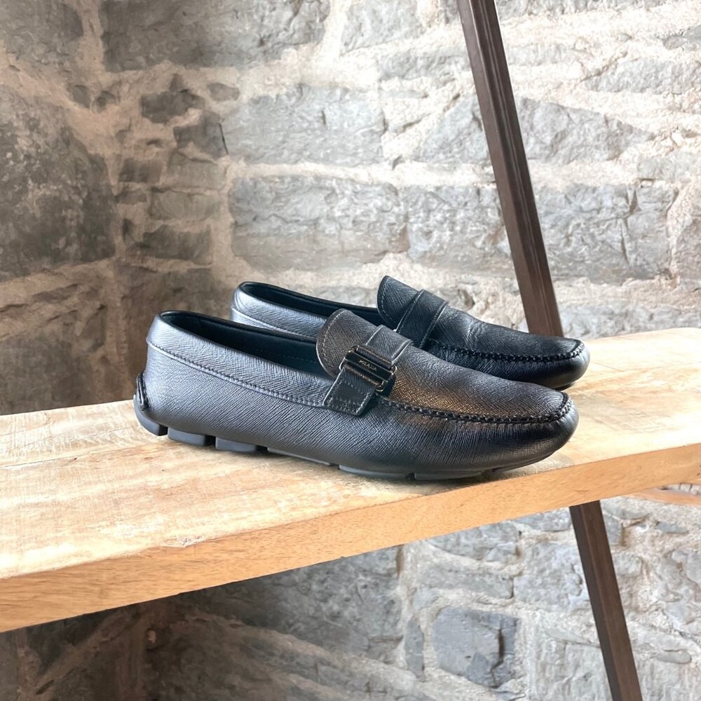 Prada Black Saffiano Loafers